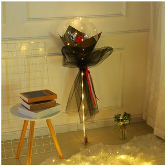Led Lichtgevende Ballon Rose Boeket Transparante Bal Bal Rose Valentines Dag Party Bruiloft Decoratie Ballonnen