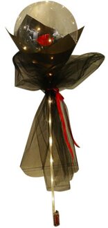 Led Lichtgevende Ballon Rose Boeket Transparante Bobo Bal Rose Moederdag Party Bruiloft Decoratie Ballonnen rood