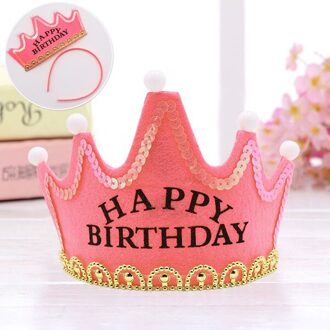 Led Lichtgevende Gelukkige Verjaardag Party Hoeden Leuke Koning Cap Prinses Kroon Baby Shower Decoratieve Benodigdheden Jongen Meisje Roze