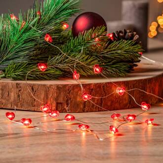 LED lichtketting Titciana, hart, Valentijnsdag, 320 cm rood