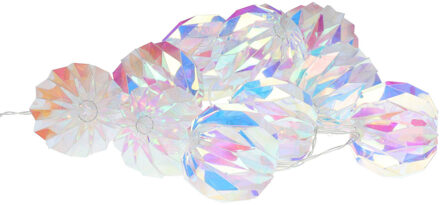 LED lichtsnoer - 10 led bolletjes - iriserend/parelmoer - 165 cm - warm wit - batterijen