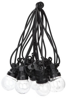 LED Lichtsnoer - Aigi Suci - Warm Wit 3000K - 6W - 8 Meter - 10 LED's Transparant - Waterdicht IP44 - Zwart