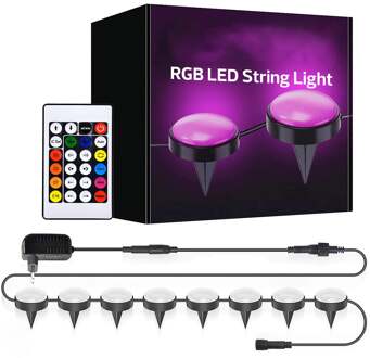 LED Lichtsnoer voor Wand en Grondmontage - Kozolux - RGB - Afstandsbediening - 12W 300lm - 18 Meter - 24 Lampen - IP44 - Zwart