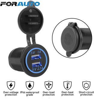 Led Light 12-24V Waterdichte Dual Usb Charger Outlet Adapter Stopcontact 3.1A Voor Auto Marine Motorfiets Truck