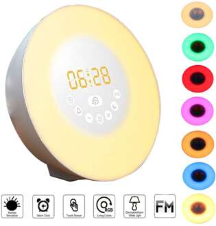 Led Light Digitale Wekker Wake Up Light Alarm Usb Interface Digitale Klok Fm Radio Klinkt Functie 7 Kleuren Licht