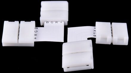 Led Light Strip 4-Pin 10Mm Rgb Pbc Connector Gapless Strip Strip Solderless Adapter Voor Smd 3528 2835 Strip Wit