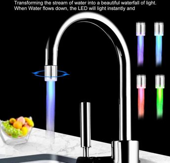 Led Light Water Kraan Tap Glow Douche Keuken Badkamer Rgb/Multi Kleur/Blauw Licht Gewicht veelkleurig
