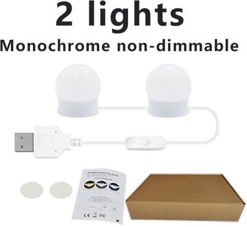 Led Make-Up Spiegel Licht Usb 14 Lampen Kaptafel Ijdelheid Lamp Led Cosmetische Verlichting Traploos Dimbare Badkamer Spiegel Lamp 2 stk wit