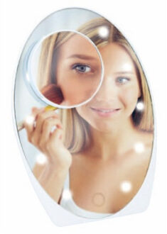 LED make-up spiegel met vergrootglas en zuignap - 15 x 21 cm - 5x zoom