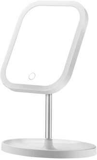 Led Make-Up Spiegel Telescopische Led Make-Up Spiegel Opvouwbare Usb Desktop Enkele Spiegel wit