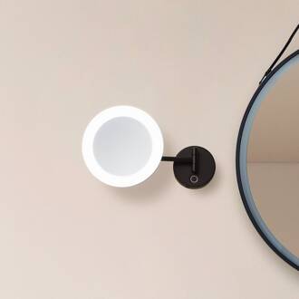 LED make-upspiegel Fyria, zwart, staal, CCT