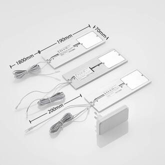 LED meubelverlichting Nortra, set van 3, grijs, aluminium