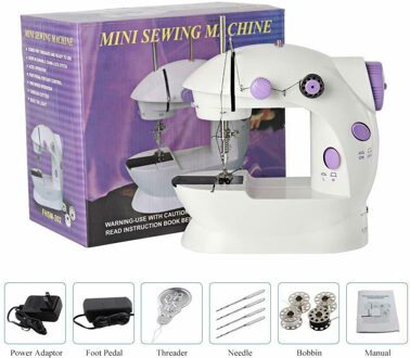 Led Mini Desktop Elektrische Naaimachine 12 Steken Huishoudelijke Multifunctionele Dubbele Draad Tailor Handheld Pedaal Naaimachine AU