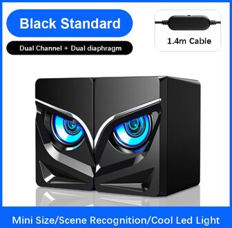 Led Mini Usb Bedrade Computer Luidsprekers Home Theater Systeem Bass Hoorns Desktop Altavoces Pc Speaker 3.5Mm Aux Caixa De som zwart standaard