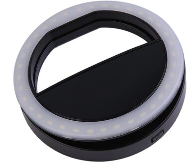 Led Mobiele Telefoon Selfie Licht Clip-On Lamp Draagbare Led Selfie Ring Licht Flitslicht Foto Camera Voor Iphone smartphone zwart
