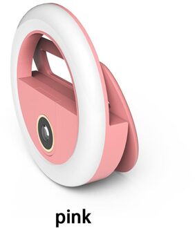 Led Moblie Telefoon Selfie Beauty Ring Licht Groothoek Lens Vullen Lamp Macro Fotografie Camera Shot Oplaadbare Led Selfie Ring Roze