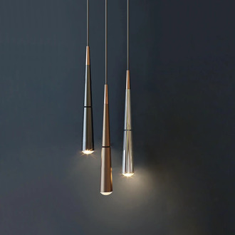 LED Modern Pendant Lamp Single Long Cone Glossy Chrome Smooth Aviation Aluminum Dining room Home Decor Light Fixture