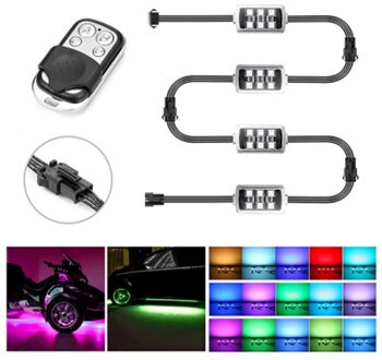 Led Motorfiets Nachtlampje 6Pcs Afstandsbediening Rgb Neon Underglow Verlichting Strip Kit 36 Leds Motor Accessoires Sfeer Licht Strip