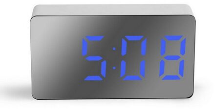 Led Multifunctionele Spiegel Klok Digitale Alarm Snooze Display Tijd Night Lcd Licht Tafel Desktop Usb 5V/Geen Batterij home Decor blauw