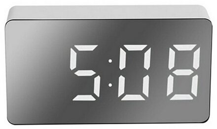 Led Multifunctionele Spiegel Klok Digitale Alarm Snooze Display Tijd Night Lcd Licht Tafel Desktop Usb 5V/Geen Batterij home Decor wit