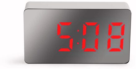 Led Multifunctionele Spiegel Klok Digitale Alarm Snooze Display Tijd Night Lcd Licht Tafel Desktop Usb 5V Geen Batterij Thuis decor rood