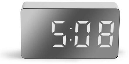 Led Multifunctionele Spiegel Klok Digitale Alarm Snooze Display Tijd Night Lcd Licht Tafel Desktop Usb 5V Geen Batterij Thuis decor wit
