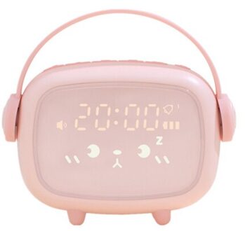 Led Multifunctionele Spiegel Klok Digitale Alarm Snooze Display Tijd Night Lcd Licht Tafel Desktop Voice Control Home Decor roze