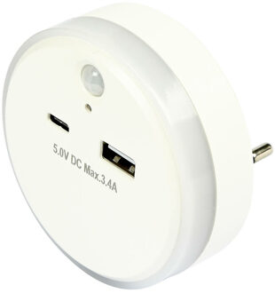 LED nachtlampje - draadloos - met USB A en C - warm wit