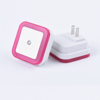 Led Nachtlampje Eu Us Plug Light Sensor Controle Mini Vierkante Night Lights Wandlamp Voor Babykamer Slaapkamer Gang lamp roze / ons