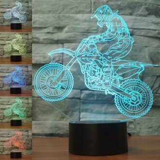 Led Nachtlampje Motorfiets Decoratie 3d Illusion 7 Kleur Veranderende Childrens Kids Baby Nachtlampje Tafellamp Slaapkamer Decor