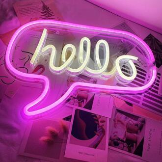 Led Neon Licht Alien Rainbow Hello Neon Sign Lamp Muur Art Decor Voor Game Room Slaapkamer Thuis Party Decoratie xmas