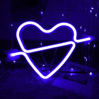 Led Neon Licht Hart Pijl Vorm Muur Art Teken Slaapkamer Decoratie Regenboog Opknoping Night Lamp Voor Thuis Party Bruiloft deco 03