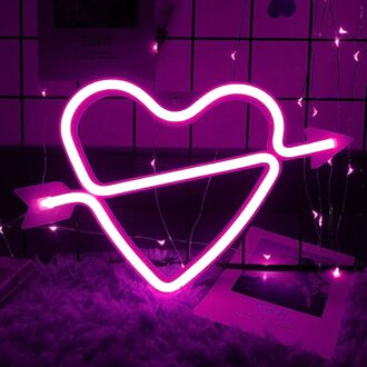 Led Neon Licht Hart Pijl Vorm Muur Art Teken Slaapkamer Decoratie Regenboog Opknoping Night Lamp Voor Thuis Party Bruiloft deco 04