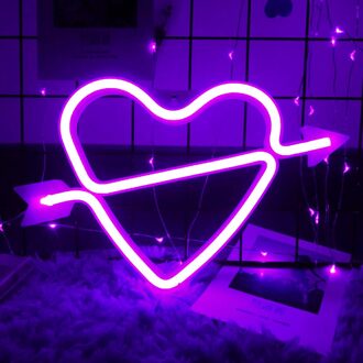 Led Neon Licht Hart Pijl Vorm Muur Art Teken Slaapkamer Decoratie Regenboog Opknoping Night Lamp Voor Thuis Party Bruiloft deco 05