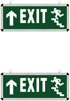 LED Noodverlichting Exit - 2 Pack - Rabonta Omhoog - Hangend - 3W Groen