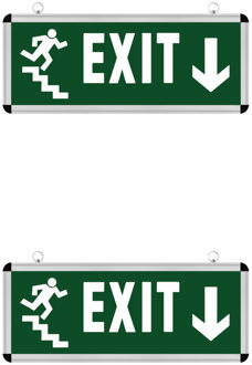 LED Noodverlichting Exit - 2 Pack - Rabonta Omlaag - Hangend - 3W Groen