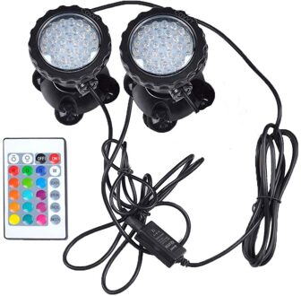 Led Onderwater Spot Verlichting Waterdichte Lamp Rgb 36Leds Onderwater Spot Light Zwembad Fonteinen Vijver Water Tuin Aquarium 2 bulb UK