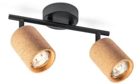 LED Opbouwspot Cork 2 - incl. dimbare LED lamp - zwart Beige