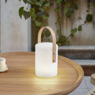 LED oplaadbare tafel buitenlamp Juria, wit, CCT, IP44 wit, bruin