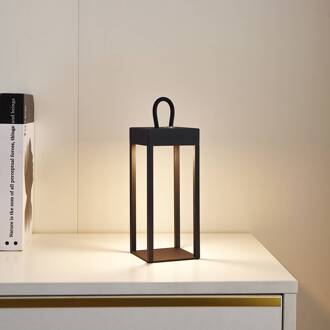 LED oplaadbare tafellamp Iruna, zwart, metaal, 27cm, dimbaar. zwart, wit