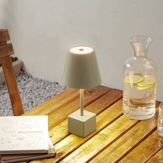 LED oplaadbare tafellamp Janea CUBE, groen, metaal saliegroen