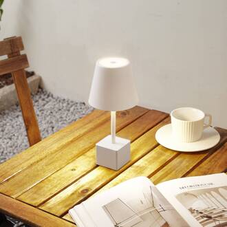 LED oplaadbare tafellamp Janea CUBE, wit, metaal
