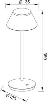 LED oplaadbare tafellamp K5, zwart, aluminium, IP54, dimbaar