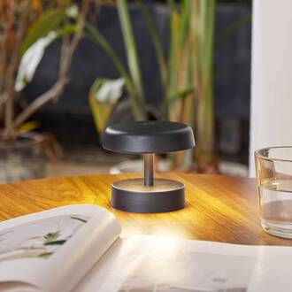 LED oplaadbare tafellamp Nalani, 10 cm hoog, IP44, dimbaar zwart