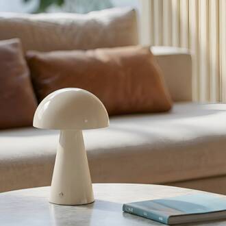 LED oplaadbare tafellamp Nevijo, beige, Ø20cm, USB, dimmer