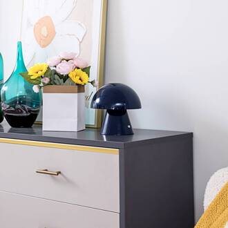 LED oplaadbare tafellamp Nevijo, blauw, Ø18cm, USB, dimmer donkerblauw