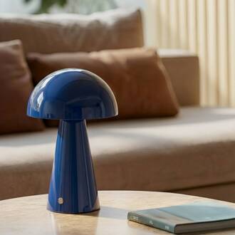 LED oplaadbare tafellamp Nevijo, blauw, Ø20cm, USB, dimmer
