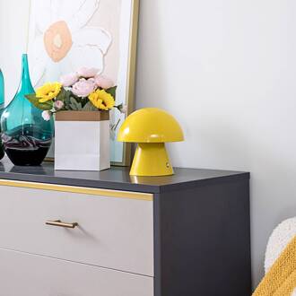 LED oplaadbare tafellamp Nevijo, geel, Ø18cm, USB, dimmer