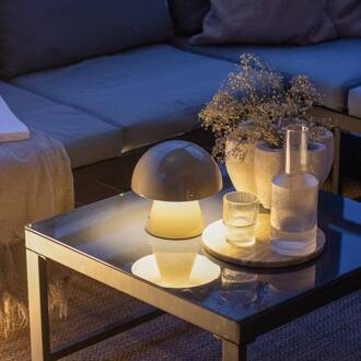 LED oplaadbare tafellamp Nevijo, grijs, Ø18cm, USB, dimmer