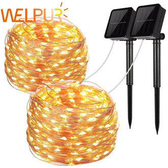 LED Outdoor Solar Lamp String Lights 100/200 LEDs Fairy Holiday Christmas Party Garland Solar Garden Waterproof 10m